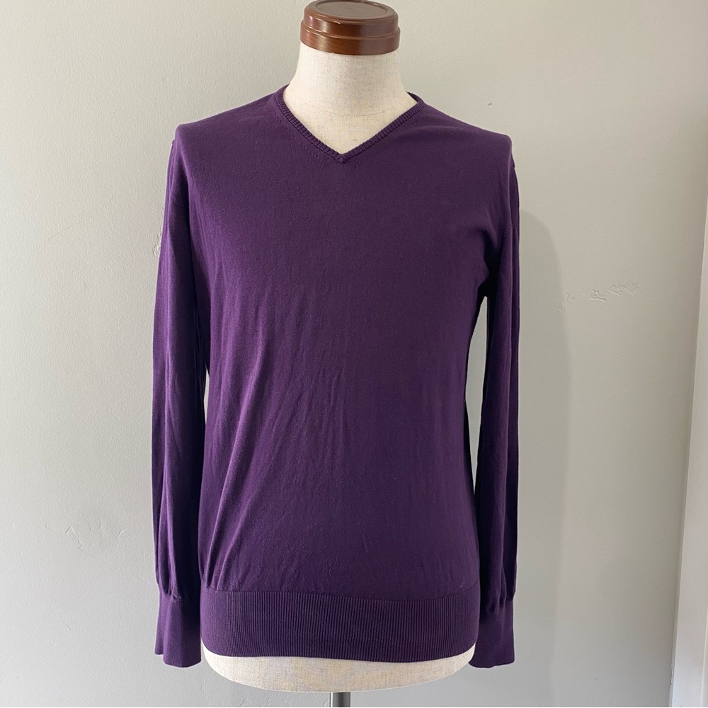 SHIPS men’s purple cotton V-neck sweater, JP size S = US size XS